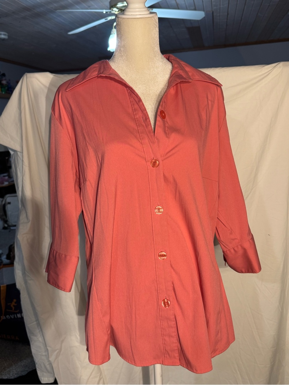 Dress Barn Coral-Red Button Front Blouse